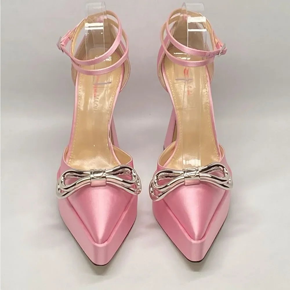 Mach & Mach Double Bow Satin Platform Pumps size 38